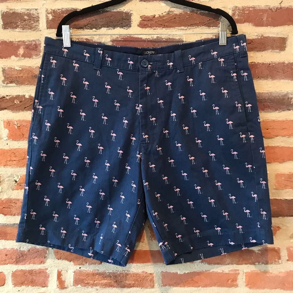J crew gramercy shorts blue flamingo